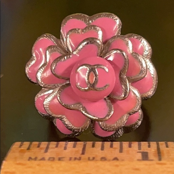 WOW POSHMARK - Authentic Chanel Camilla Silver & Pink Flower Design Winner Ring - Picture 10 of 16